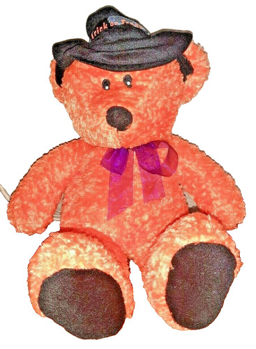 Orange plush teddy bear - orange, fluffy